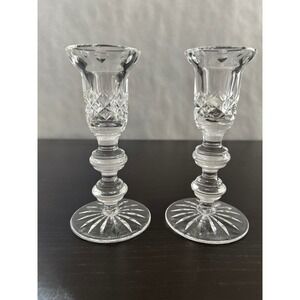 Waterford Crystal Lismore 4 Inch Candlestick Holders Set of 2 Signed Irish Lead